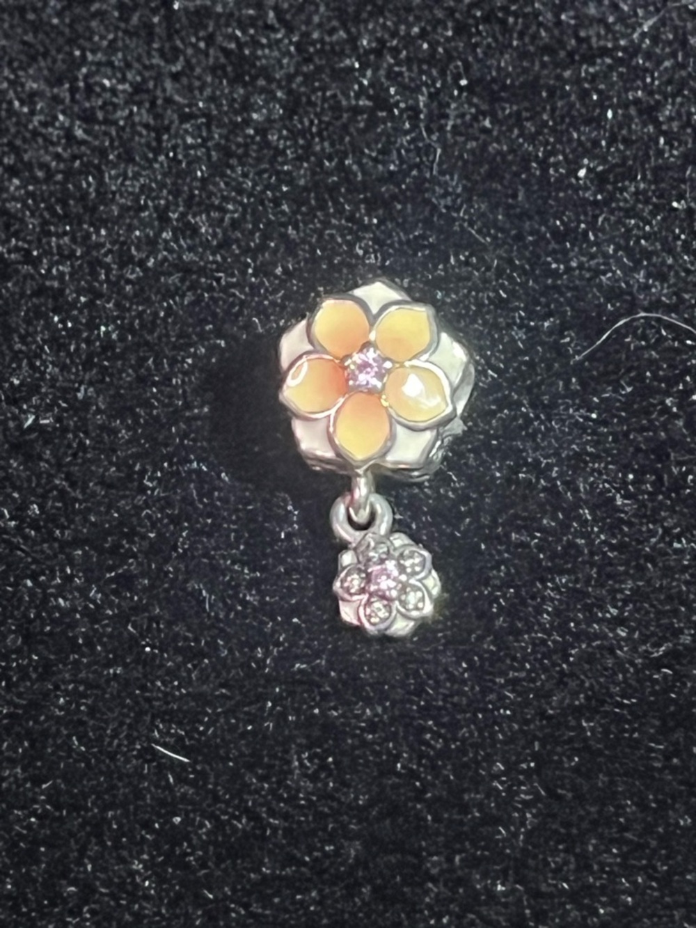Pandora Sterling Silver Mangnolia Bloom Charm Cubic Zirconia Setting